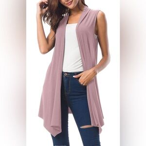 Urban CoCo Sleeveless Draped Open Front Cardigan Vest – Lavender (Size L)